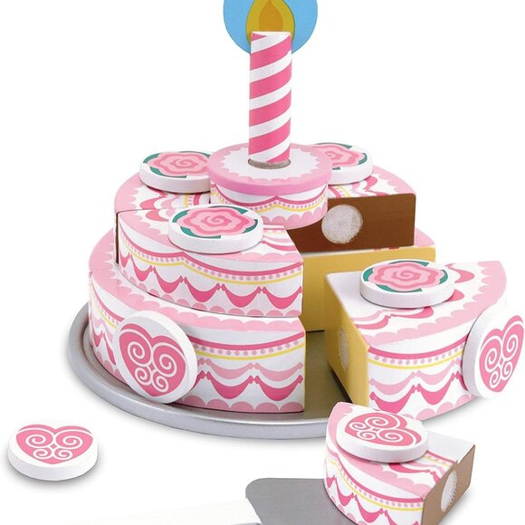 Melissa & Doug Triple-Layer Party Cake Wooden Play Food Set - Picture 1 of 6